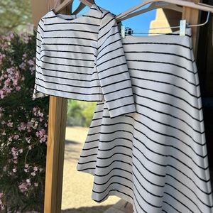 ELIZABETH & JAMES Jayren Boat-Neck Crop Top & Akemi Striped A-Line Skirt SET